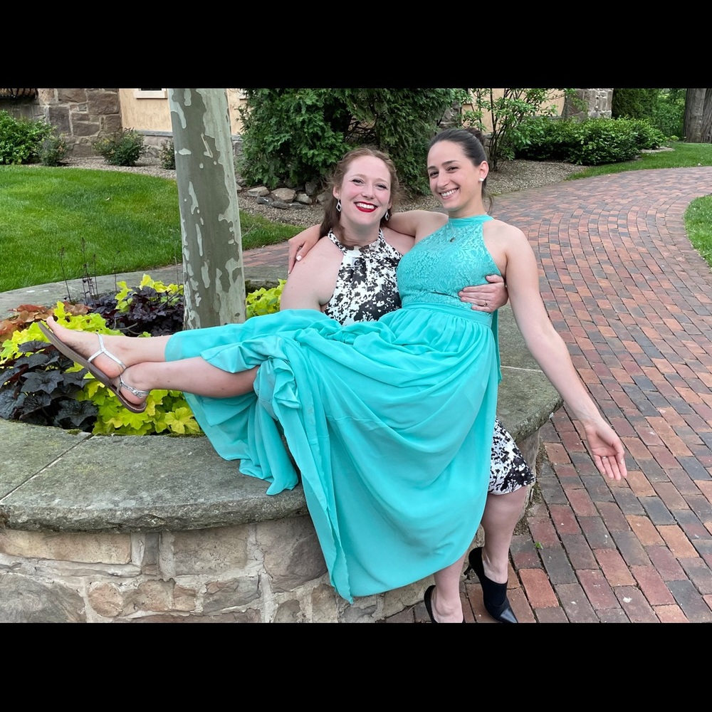 JJ House Bridesmaid Dress, Spa, Size 8, A-Line Halter Floor-Length